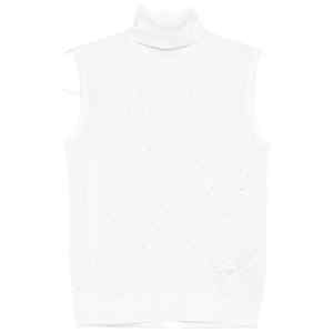 Emporio Armani Turtleneck top in shaved virgin wool with micro rhinestones