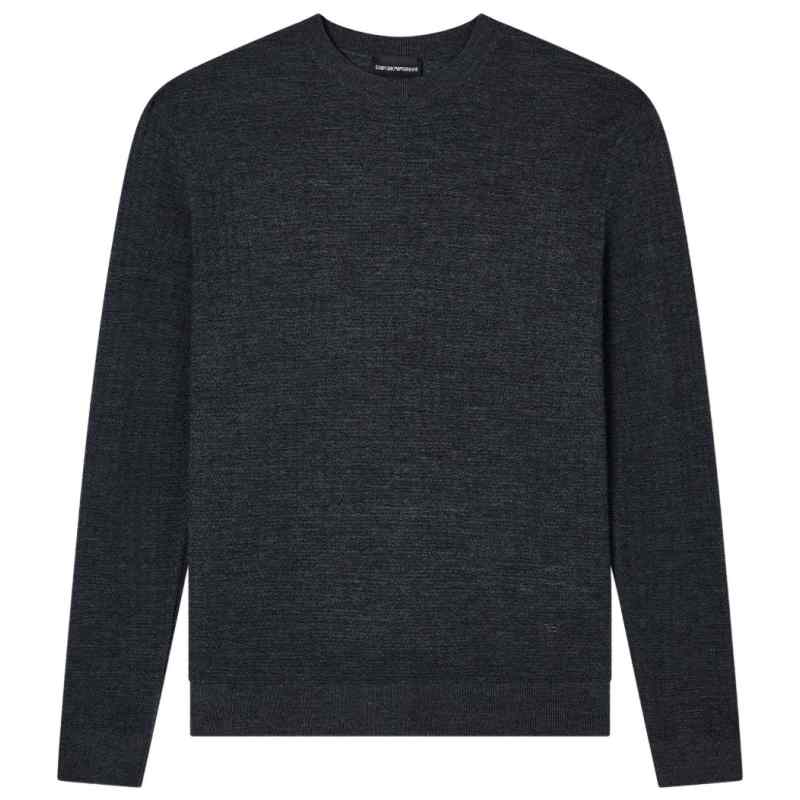 Emporio Armani Virgin wool sweater with raised jacquard pattern, theFeinheit