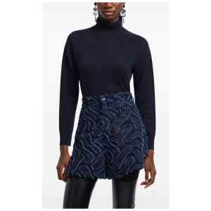 Emporio Armani Fringed embossed jacquard denim shorts