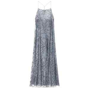 Emporio Armani Long tulle dress with all-over micro sequin and jet embroidery