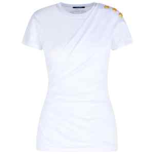 Balmain Shoulder-buttons draped T-shirt
