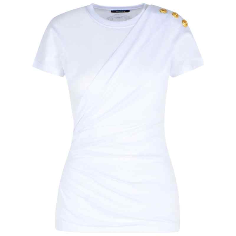Balmain Shoulder-buttons draped T-shirt, theFeinheit