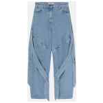 The Attico Wide light blue jeans with ribbons