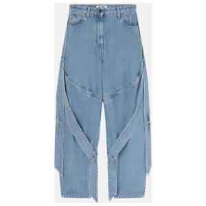 The Attico Wide light blue jeans with ribbons