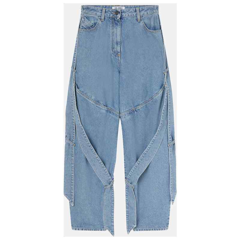 The Attico Wide light blue jeans with ribbons, theFeinheit