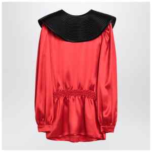 Valentino Red silk blouse with black collar