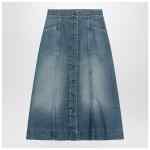 Valentino Washed denim midi skirt