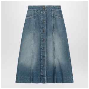 Valentino Washed denim midi skirt