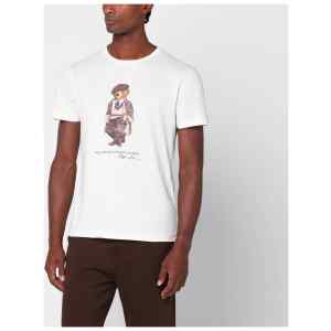 Polo Ralph Lauren White Polo Bear T-shirt Custom Slim-Fit