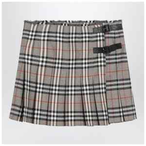 Burberry Grey wool kilt skirt with Check pattern