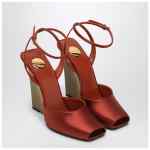 Saint Laurent Zeppe La Scandale in satin rust color