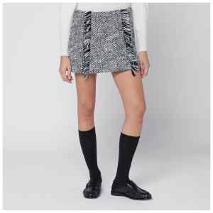 Durazzi Milano Black/white patterned wool-blend mini skirt