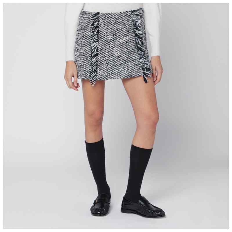 Durazzi Milano Black/white patterned wool-blend mini skirt, theFeinheit