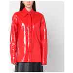 Jil Sander Shiny linen shirt with red tie