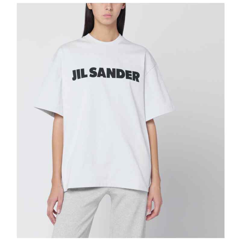 Jil Sander Light grey oversized T-shirt with logo print, theFeinheit