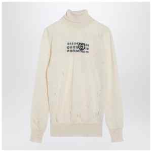 MM6 Maison Margiela Distressed turtleneck sweater with Numeric Signature