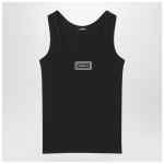 Versace Black stretch ribbed cotton tank top