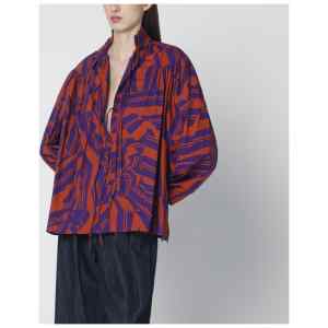 Dries Van Noten Loose shirt with ruffle details and Crushed Stripe print
