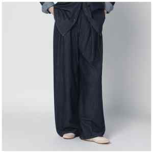 Dries Van Noten Indigo denim wide-leg trousers with pleats