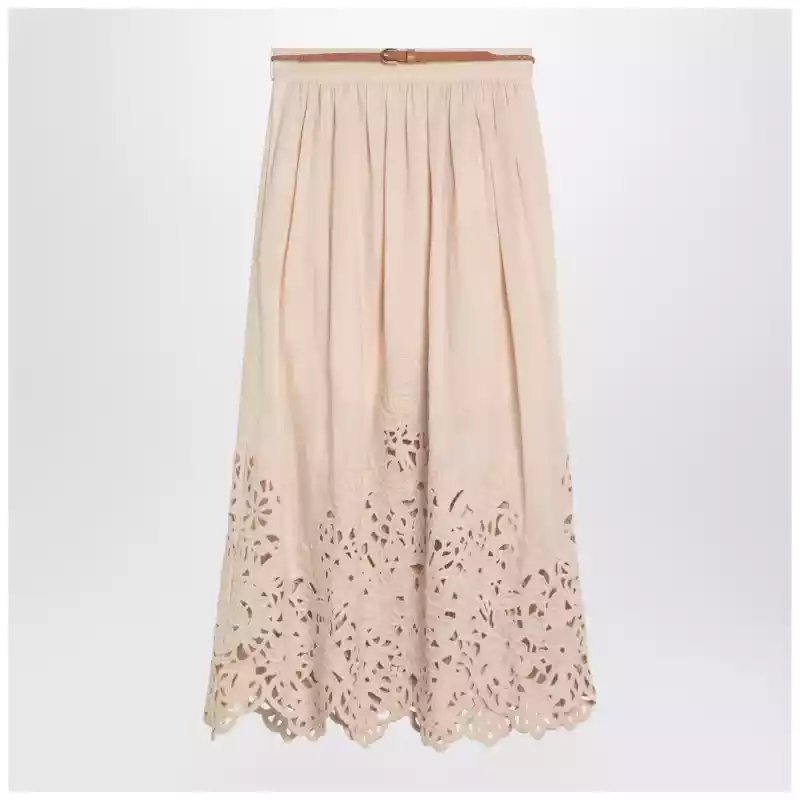 ZIMMERMANN Wylie cream colored midi skirt