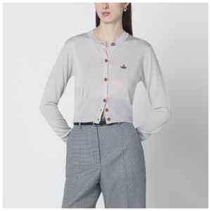Vivienne Westwood Light grey cropped wool and silk cardigan