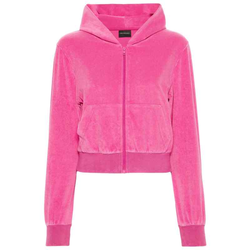 Balenciaga Rhinestone-logo zipped hoodie