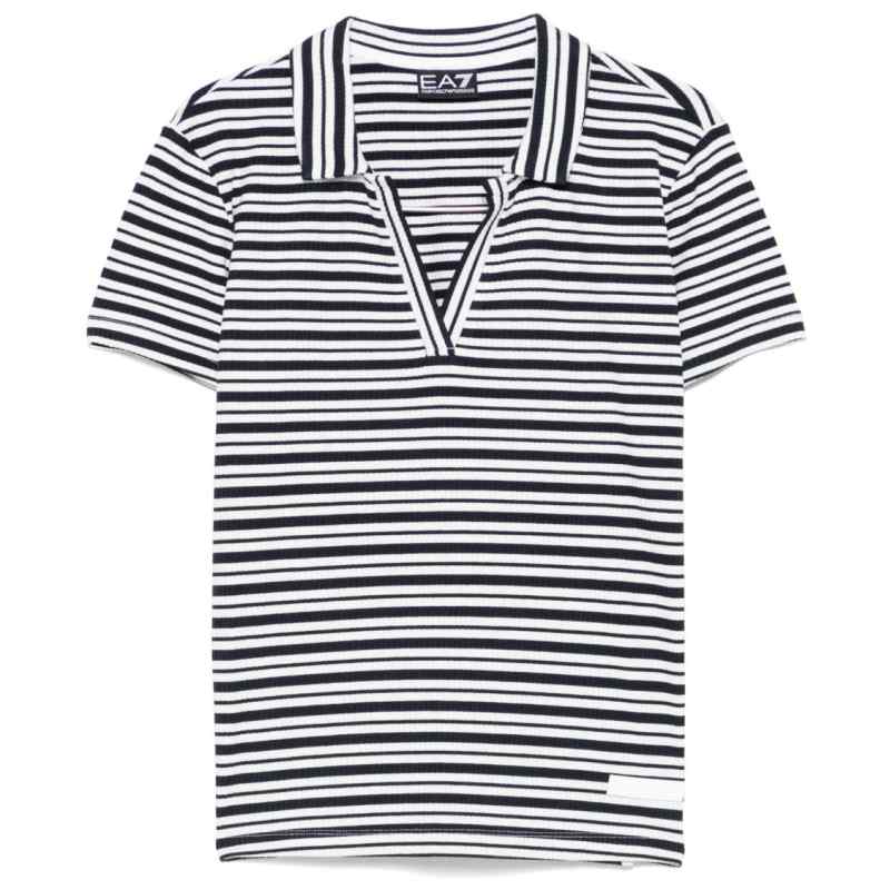 Ea7 V-neck Striped polo shirt