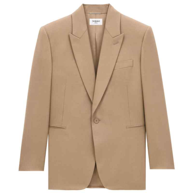 190091983-ss25-saintlaurentpre-821895y405w7557 Saint Laurent Natural Blazer Structured Wool