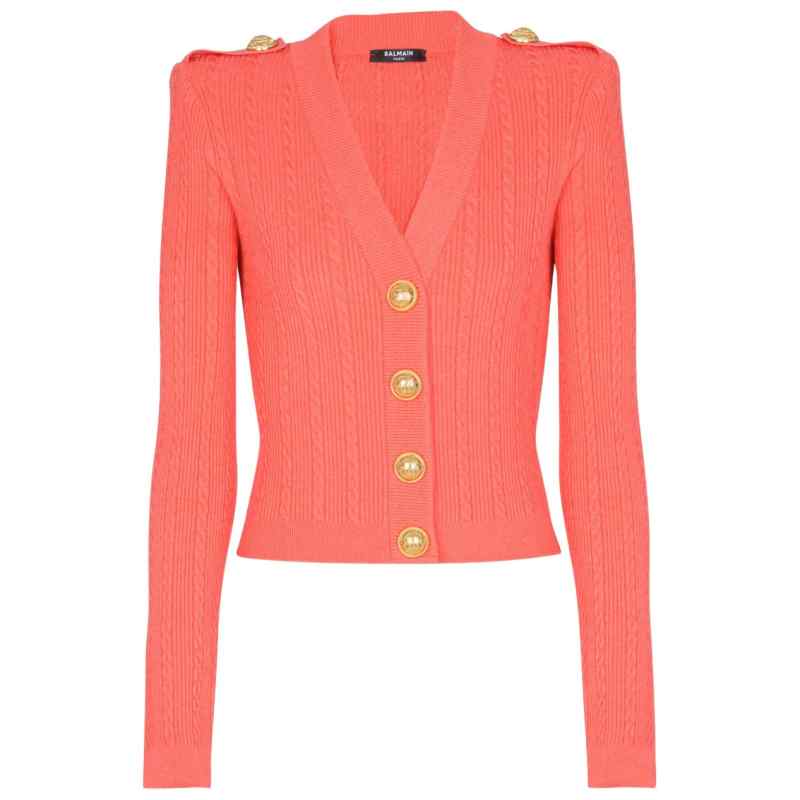 Balmain Long-sleeved twisted knit cardigan