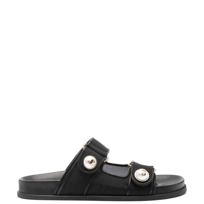 Jimmy Choo Fayence Sandal Low leather sandals with pearls
