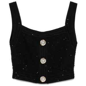 Balmain Black Sleeveless Tops