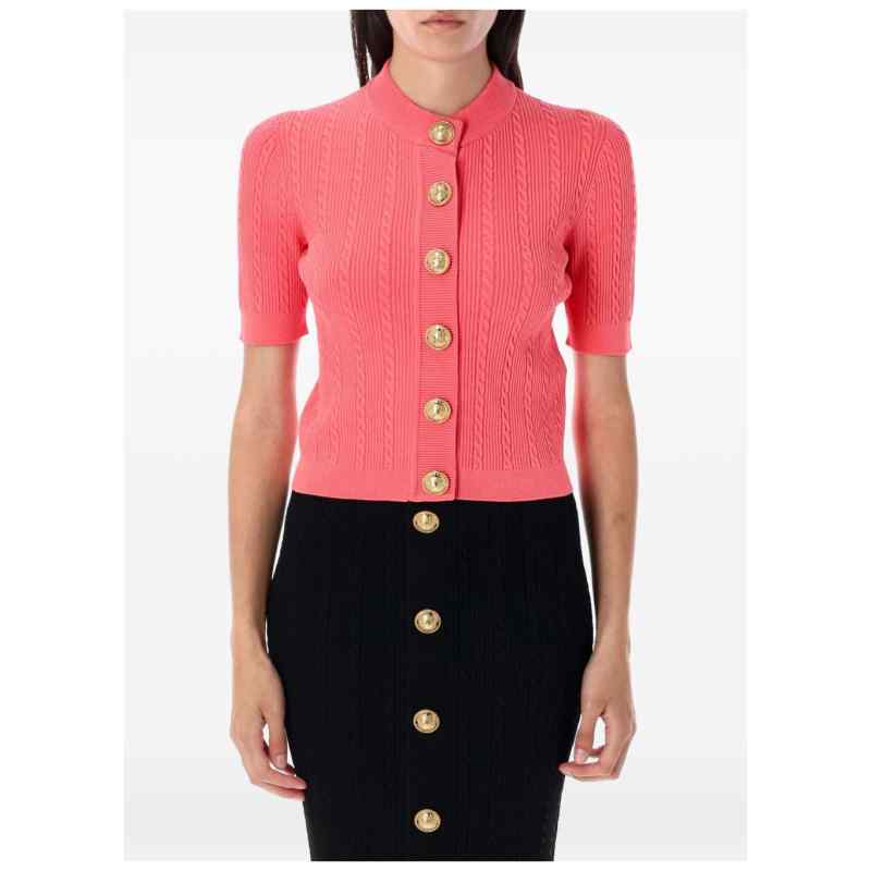 Balmain Cable-knit buttoned cardigan