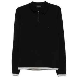 Emporio Armani Zip-up polo neck sweater in shaved virgin wool
