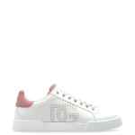 Dolce & Gabbana-Portofino Light Strobel sneakers in white and pink calf leather