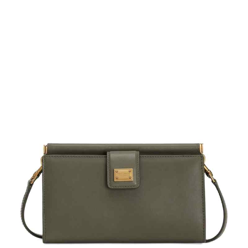 Dolce & Gabbana- plongé calfskin phone bag in olive green