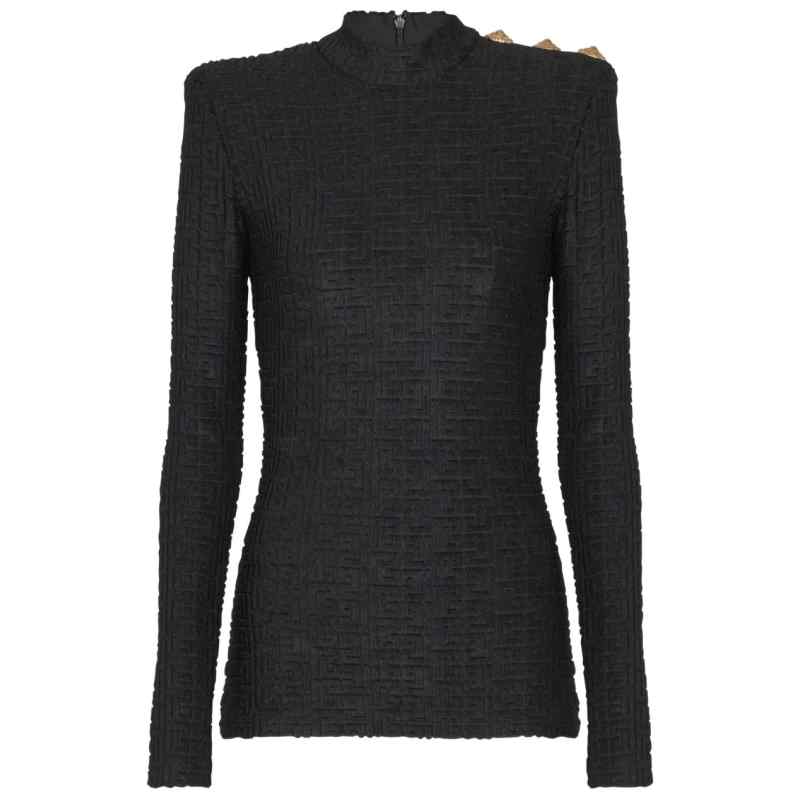 Balmain monogram high-neck top