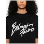 Balmain Cropped T-shirt with flocked Letter logo