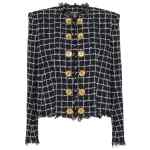 Balmain Frayed Button cropped Tweed Jacket