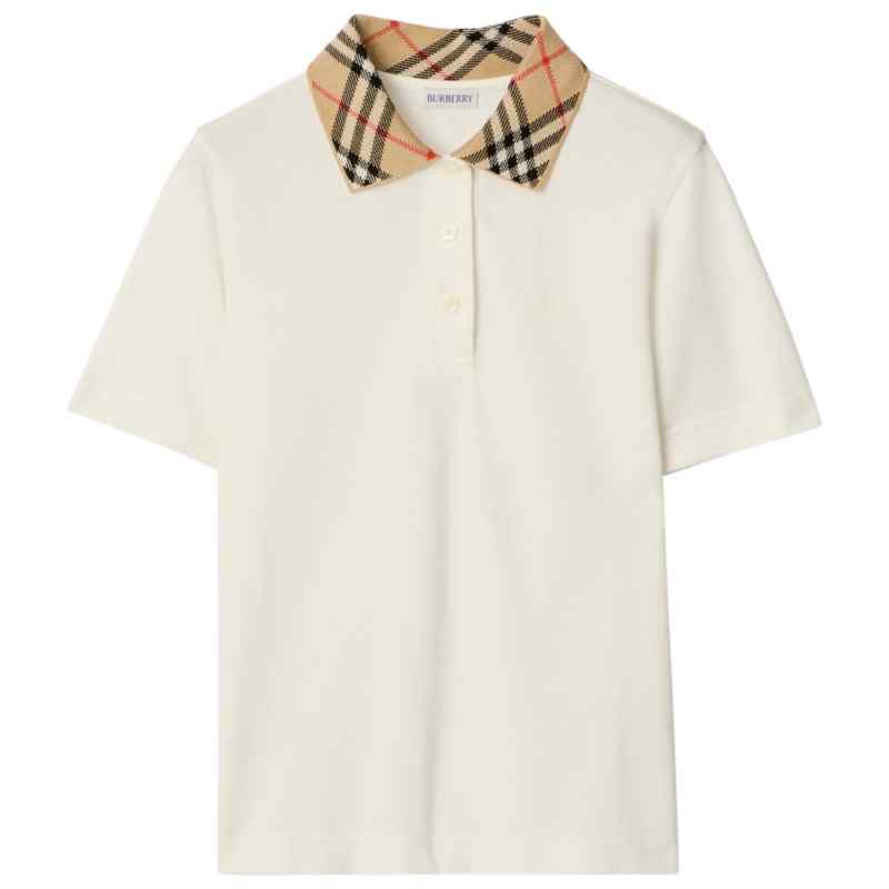 Burberry Check collar cotton polo shirt