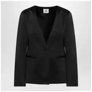 the garment Black single breasted cotton blend jacket