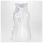 The Attico White tank top with rhinestones