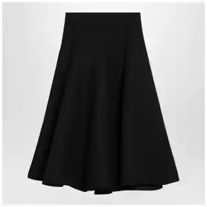 Valentino Black silk flounced midi skirt