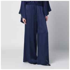 Stella McCartney Navy blue oversized viscose satin trousers
