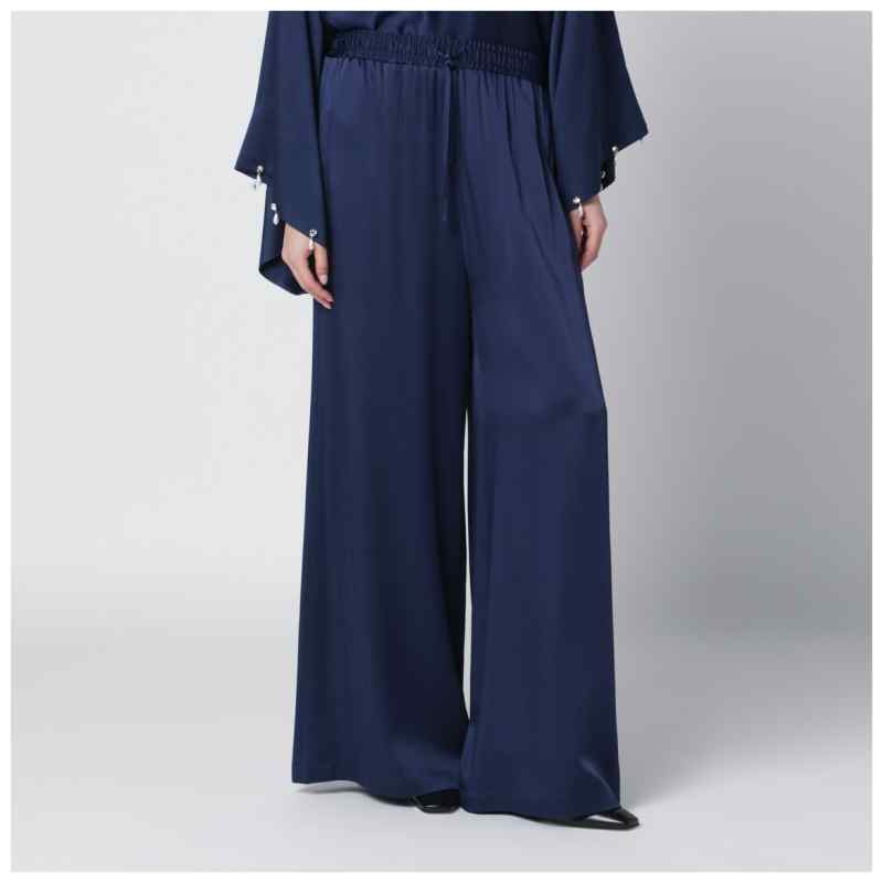 Stella McCartney Navy blue oversized viscose satin trousers, theFeinheit