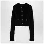 Balenciaga Black cotton blend tweed cropped cardigan