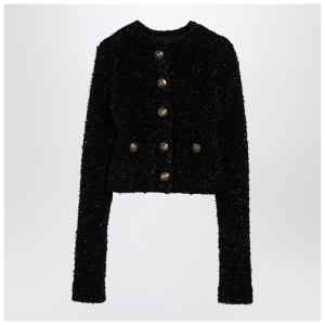 Balenciaga Black cotton blend tweed cropped cardigan