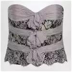 Valentino Grey/mauve/gold chiffon silk top