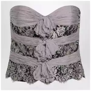 Valentino Grey/mauve/gold chiffon silk top