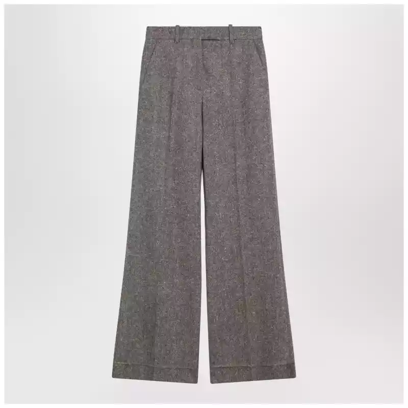 Valentino Ivory/brown patterned wool trousers