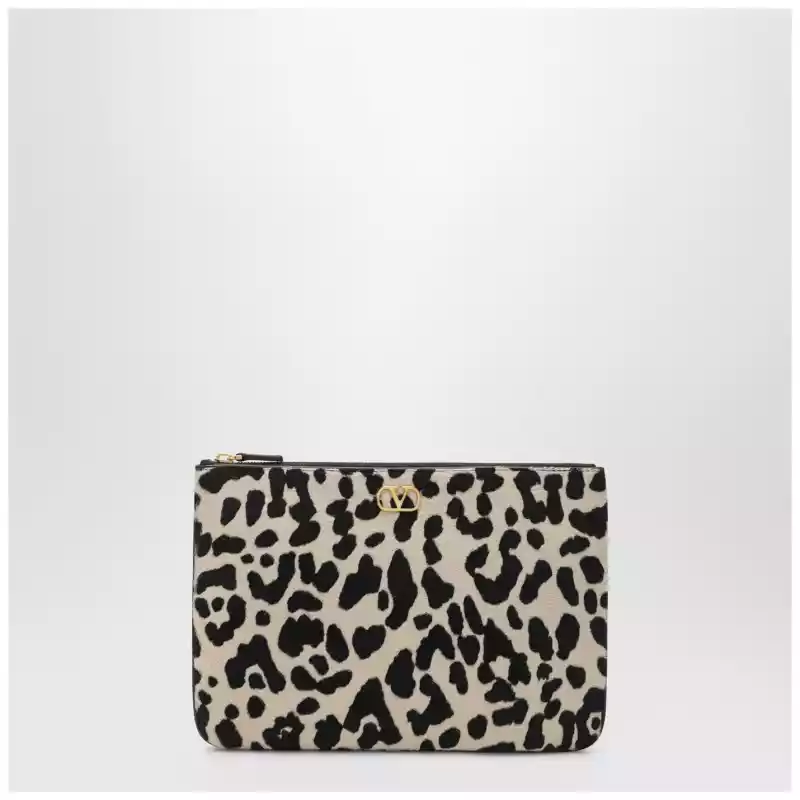 Valentino Garavani Animal-print pony-effect VLogo Signature pouch